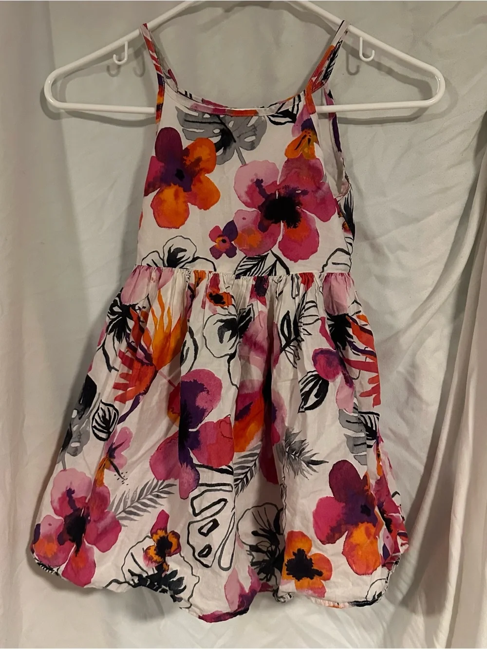 Gymboree White Dress with Pink & Orange Floral Print